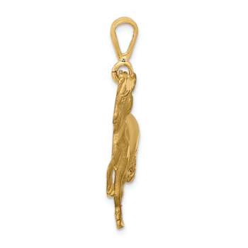 14k Yellow Gold Diamond-Cut and Brushed Horse Pendant