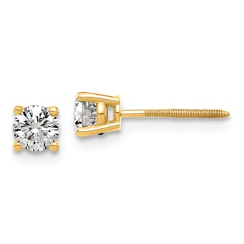 14K Yellow Gold 1/2ct. 4.0mm Round G H I True Light Moissanite Screwback Earrings