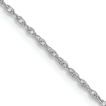 Rhodium Over 14k White Gold 0.7mm Solid Cable 14 Inch Chain