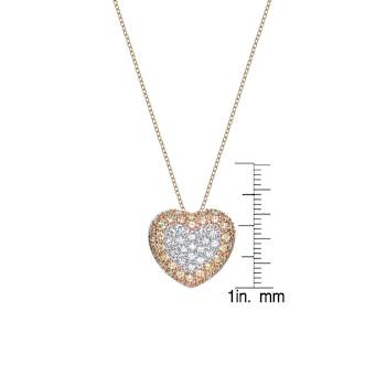 CZ Heart Pendant Necklace In 14K Gold Over Sterling Silver