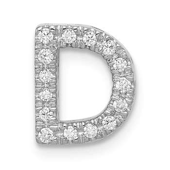 Rhodium Over 14K White Gold Diamond Letter D Initial Charm