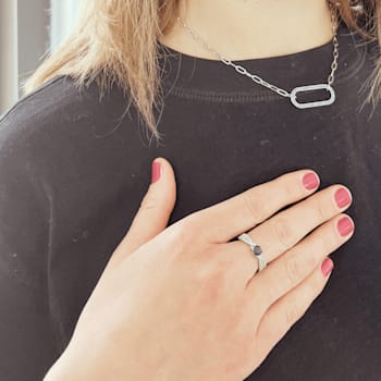 Blue Sapphire with White Sapphire Accents Sterling Silver Tapered
Shoulder Ring, 1.39ctw