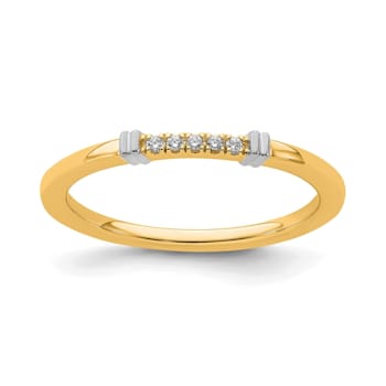 14K Yellow and White Gold Two Tone Stackable Expressions Diamond Ring 0.04ctw
