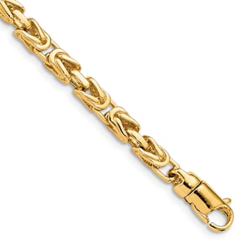 10k Yellow Gold 4.1mm Hand-polished Byzantine Link Bracelet