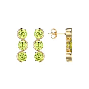 Green Cubic Zirconia 18k Yellow Gold Over Silver November Birthstone
Earrings 7.76ctw