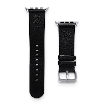 Gametime NHL Seattle Kraken Black Leather Apple Watch Band (42/44mm
S/M). Watch not included.