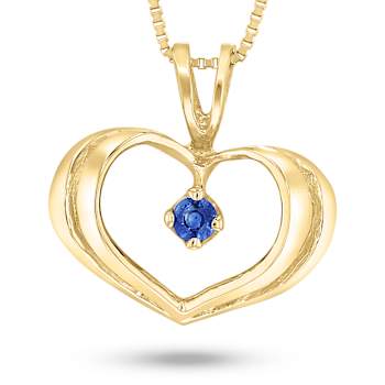 0.06ct Sapphire Heart Pendant in 14k Yellow Gold