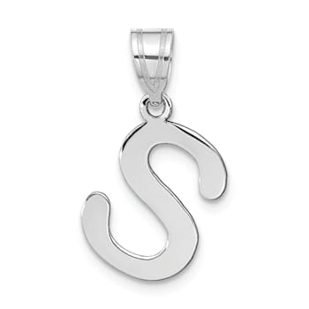 Rhodium Over 14k White Gold Polished Bubble Letter S Initial Pendant
