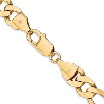 14K Yellow Gold 8.75mm Flat Figaro Chain Necklace