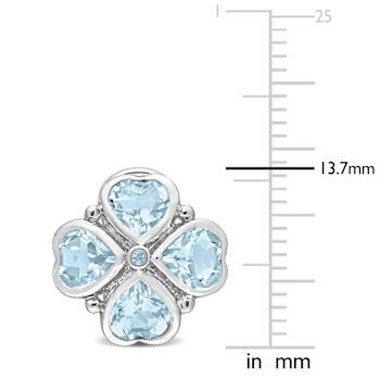 4.40ctw Sky Blue Topaz Floral Earrings in Sterling Silver