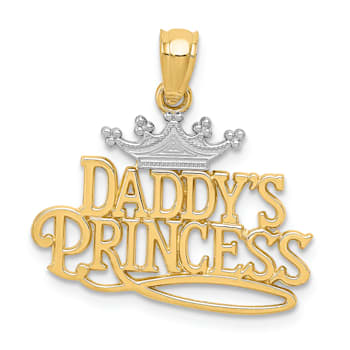 14k Yellow Gold and Rhodium Over 14k Yellow Gold Daddy's Princess Pendant
