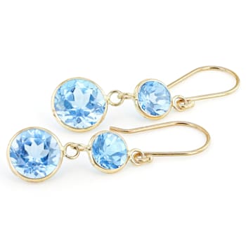 Swiss Blue Topaz 14k Yellow Gold Dangle Earrings 7.00ctw