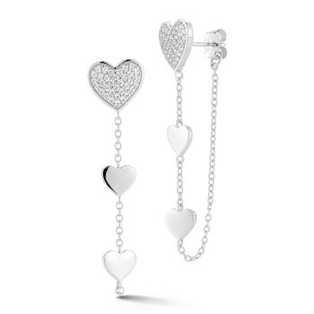 Rachel Zoe Pave Triple Heart Front/Back Dangle Earrings in Rhodium Over
Sterling Silver
