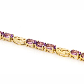 Amethyst Oval Tennis Bracelet In 18K Gold Over Sterling Silver 8.10ctw