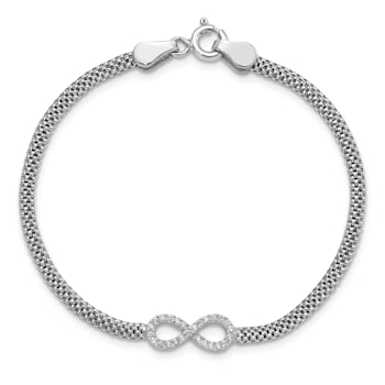 Sterling Silver Polished Cubic Zirconia Infinity Children's 6in Bracelet