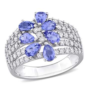 Tanzanite and Diamond 14K White Gold Ring 1.87ctw