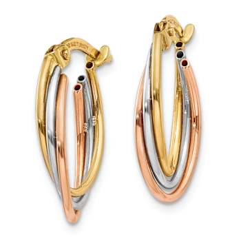 14k Yellow Gold, 14k White Gold and 14k Rose Gold 11/16" Twisted
Hoop Earrings