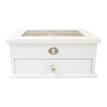 Mele and Co Large Lili Glass Top Wooden Jewelry Box