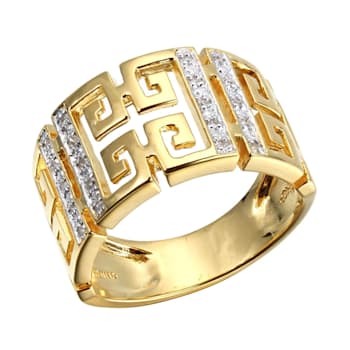 White Diamond 18k Yellow Gold Over Sterling Silver Open Design Band Ring 0.10ctw