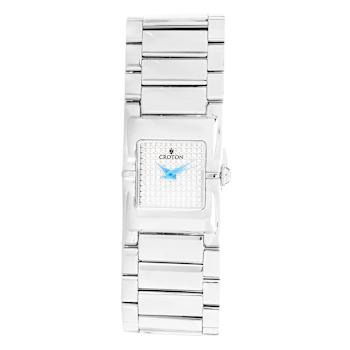 Croton Silver Tone Swiss Parts Bracelet Watch with Square Cubic Zirconia
Pave Dial