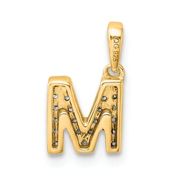 14K Yellow Gold Diamond Letter M Initial with Bail Pendant