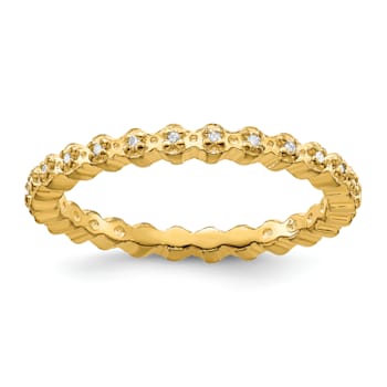 14K Yellow Gold Over Sterling Silver Stackable Expressions Diamond Ring 0.08ctw