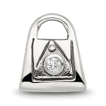 Sterling Silver Cubic Zirconia Handbag Bead