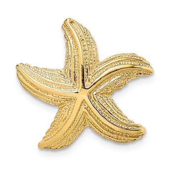 14k Yellow Gold Polished and Textured Starfish Slide Charm