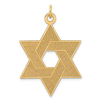 14k Yellow Gold Laser Designed and Satin Star of David Pendant
