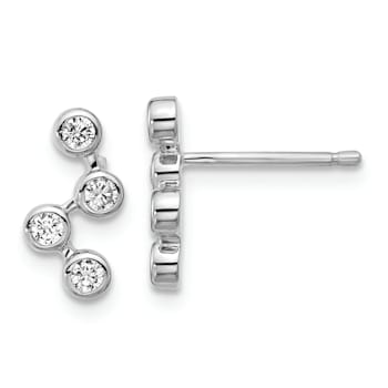 Rhodium Over Sterling Silver Polished Multi Bezel Set Cubic Zirconia
Post Earrings