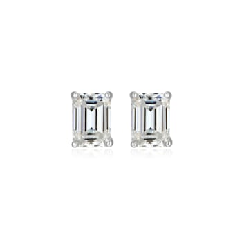 Emerald Cut Moissanite Platineve Stud Earrings 2.02ctw DEW