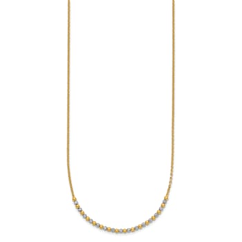 14K Two-tone Diamond-cut Beaded 18-inch Necklace