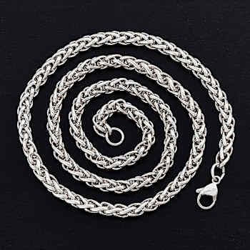 Invicta Men's Spiga Wheat Chain Necklace 6mm In Stainless Steel 24 Inch
