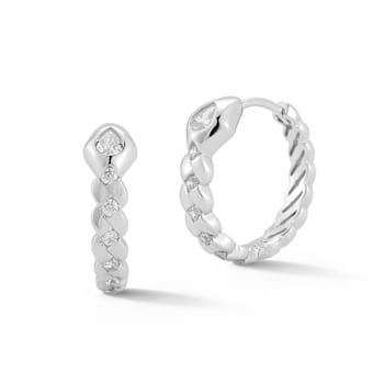 Sterling Statements Rhodium Over Sterling Silver Cubic Zirconia Snake
Hoop Earrings