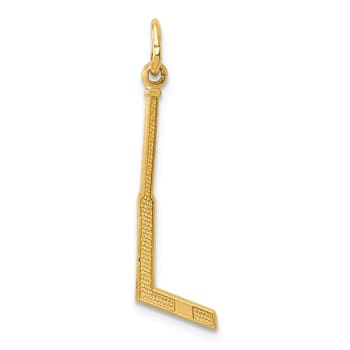 14k Yellow Gold Textured Goalie Stick Charm