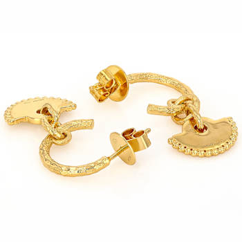 Mandala-Inspired J-Hoop Earrings In 18K Gold Over Sterling Silver