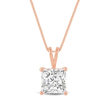 White Cubic Zirconia 14k Rose Gold Pendant With Chain 2.00ctw