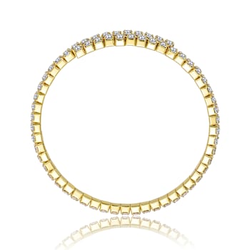 CZ Bypass Tennis Bracelet In 14K Gold Over Brass