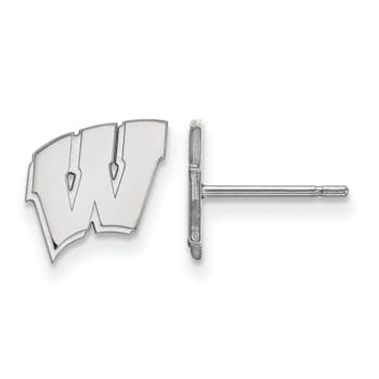 Rhodium Over Sterling Silver  LogoArt University of Wisconsin Extra
Small Post Earrings
