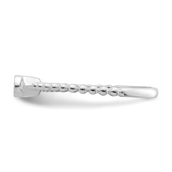 Rhodium Over 14K Gold Scalloped Band Petite Round Diamond Ring 0.1ctw