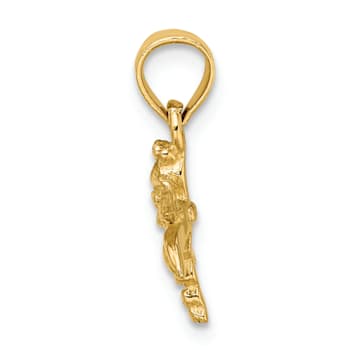 14k Yellow Gold Textured Mini Dragonfly with Solid Wings Pendant