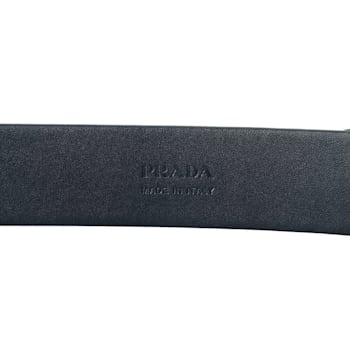 Prada Mens Navy Saffiano Leather Belt Silver Oval Buckle Belt Size 90-36