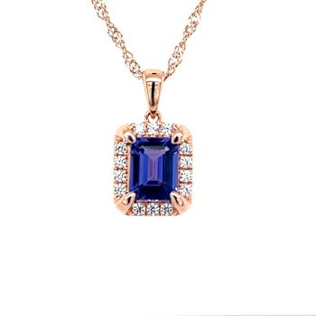 Octagonal Tanzanite and Cubic Zirconia 18K Rose Gold Over Sterling
Pendant with chain, 2.40ctw.