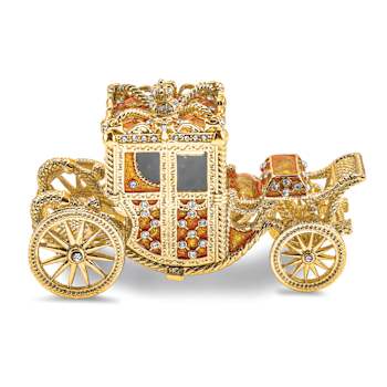 IMPERIAL Golden Carriage with Ring Pad Trinket Box