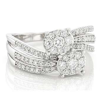 Cluster Bypass Lab-Grown Diamond Ring 0.75ctw In Sterling Silver