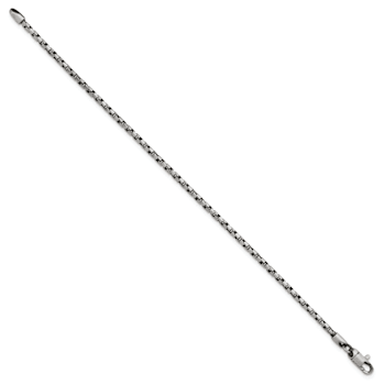 Sterling Silver Antiqued and Satin 2.5mm Twisted Box 8 Inch Chain Bracelet