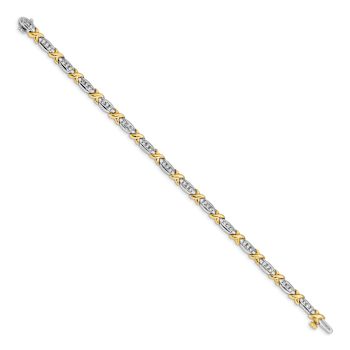 14k Yellow Gold and 14k White Gold Polished Fancy Diamond Bracelet