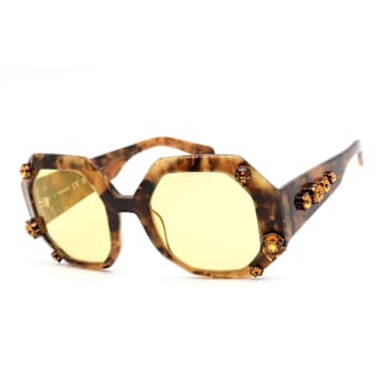 Swarovski Dark Havana with Crystal Detail on Frame / Brown Mirrored Lens Sunglasses