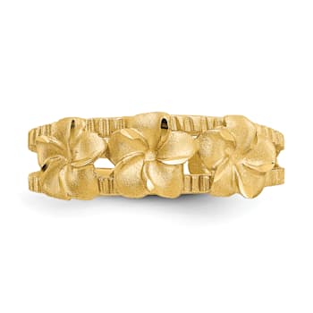 14K Yellow Gold Plumeria Toe Ring