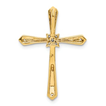 14K Yellow Gold with White Rhodium 1/20ct. Diamond Cross Chain Slide